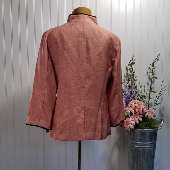 [perceptions] light peach & brown open jacket - Picture 4 of 6